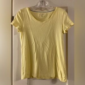 Talbots Tee Shirt Ladies Small Short Sleeve 100% Cotton Butter Yellow Scoop Neck